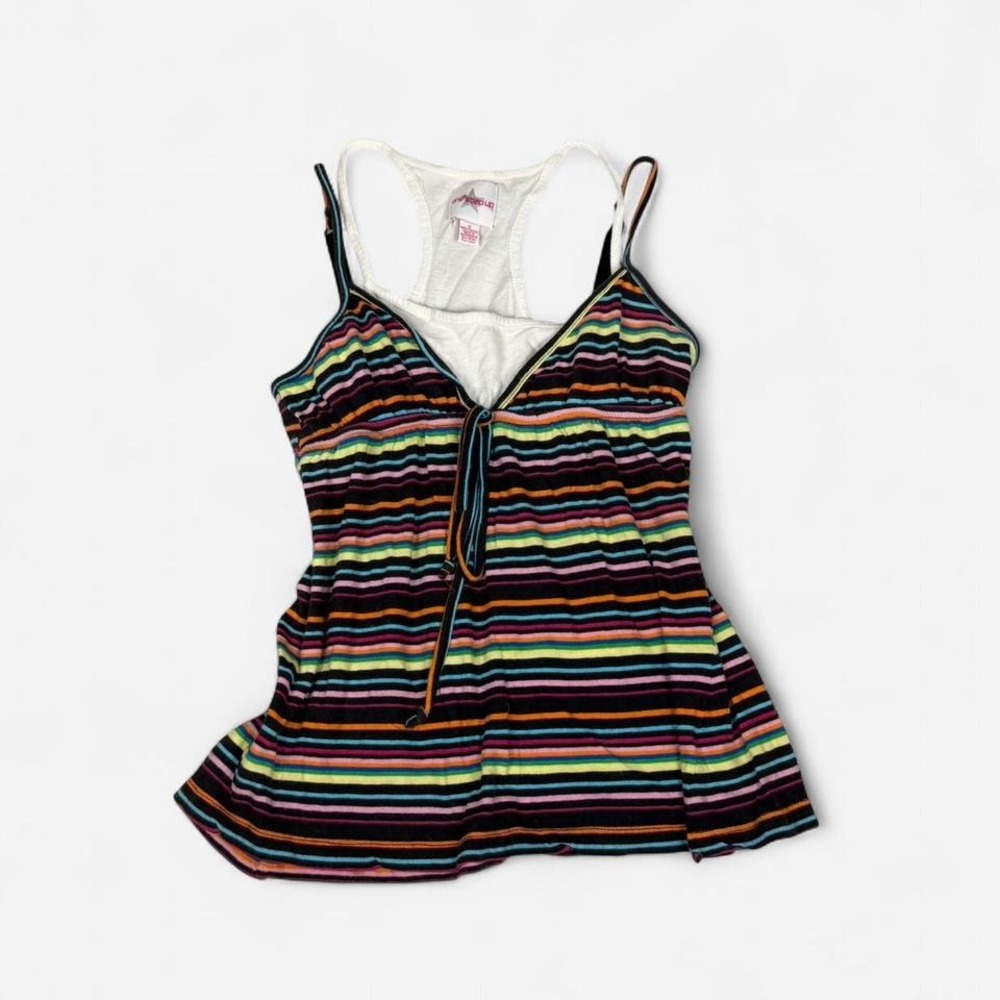 Vintage y2k One Step Up double layer babydoll striped tank top